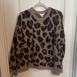 Time and Tru Animal Print Sweater - Brown and Black
